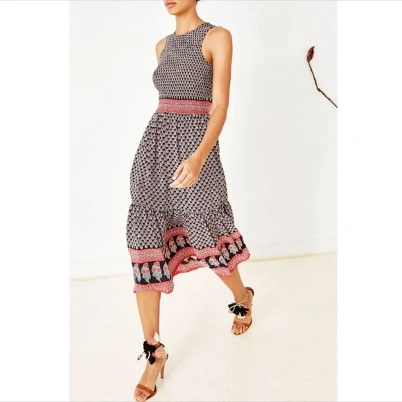 Ulla Johnson | Dresses | Ulla Johnson Midi Dress Oona Dark Indian Floral  Print Smocked Silk | Poshmark